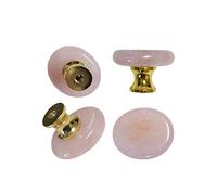 UULU Lot de 4 boutons originaux en pierre naturelle pour tiroir, armoire, porte, armoire, commode, maison, bureau, bricolage avec deux longueurs de vis (quartz rose)