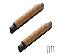 UUMFP Poignée Meuble Bois, poignées de Placard en Bois Massif, Bouton de décoration de Garde-Robe, poignée de tirage de tiroir pour Placard, Armoire à Chaussures - 2 pièces (Size : 96mm Black A)