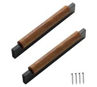 UUMFP Poignée Meuble Bois, poignées de Placard en Bois Massif, Bouton de décoration de Garde-Robe, poignée de tirage de tiroir pour Placard, Armoire à Chaussures - 2 pièces (Size : 160mm Black A)