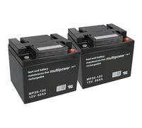Uumlr Lot de 2 batteries au plomb 12 V 50 Ah Compatible fauteuil roulant électrique 24 V Scooter électrique pour personnes âgées MP Fauteuil roulant