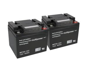 Uumlr Lot de 2 batteries au plomb 12 V 50 Ah Compatible fauteuil roulant électrique 24 V Scooter électrique pour personnes âgées MP Fauteuil roulant