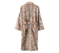 UUNBS Peignoir Kimono Japonais léger pour Femme Peignoir en Gaze de Coton Jacquard Douce Vêtement de Nuit Ample,Marron,M
