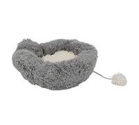UUNPODDO Lit pour Chat Design à 2 Sections, chenil en Peluche Confortable pour Chats et Chiens, lit pour Animal de Compagnie Gris à Fond antidérapant Doux avec Jouet Boule de Poils de (L)