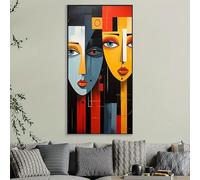 UUPAUO Tableau abstrait moderne représentant un visage - Peinture décorative style Pablo Picasso pour salon, chambre ou décoration murale (60 x 120 cm)