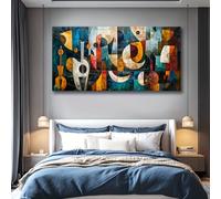 UUPAUO Tableau abstrait moderne style Picasso, géométrique et tendance, sur toile, grand format encadré (20 x 45 cm)