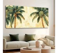 UUPAUO Toile imprimée « Coucher de soleil tropical avec palmiers » - Décoration murale encadrée - Peinture de paysage marin pour salon, chambre ou bureau (80x130cm/32x51 pouces)