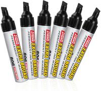 Uuq-6 Pièces Marqueurs Permanents, Marqueurs Permanents Jumbo Pointe Biseautée Extra Large, Sèche Vite Et Résiste À L'eau Marqueur Permanent Noir Pour Carton, Plastique, Bois, Métal, Verre