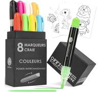 Uuq-8x Marqueur Craie Effacable Coloré - 1mm À 6mm Pointes Interchangeables - Feutre Vitre Effacable - Feutre Fenetre Effacable - Feutre Craie Effacable Tableau Noir - Marqueur Craie Liquide