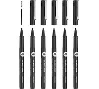 Uuq-Blackliner Lot De 6 Stylos À Pointe Ogive Avec Encre Permanente Et Indélébile Noir