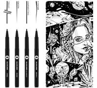 Uuq-Blackliner Set 3 (4 Pointes Spéciales, Liner Avec Encre Permanente Indélébile) 4 Pièces, Noir