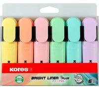 Uuq-- Bright Liner Plus : Surligneurs Pastel, Pointe Biseautée Et Encre À Base D'eau, Forme Ergonomique, Fournitures Scolaires Et De Bureau, Paquet De 6 Couleurs Assorties