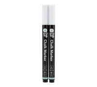 Uuq-Chalkstar Lot De 2 Marqueurs À Craie Liquide Blanche Pour Tableau Noir, Tableau À Magnésie, Fenêtre Ou Verre - Pointe Ronde De 1 À 2 Mm - Idéal Pour Les Panneaux Et Les Publicités