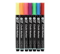 Uuq-Chalkstar Lot De 7 Marqueurs À Craie Liquide Colorés Pour Tableau Noir, Tableau À Magnésie, Fenêtre Ou Verre - Pointe Ronde De 1 À 2 Mm - Idéal Pour Les Panneaux Et Les Publicités