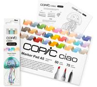 Uuq-Ciao Layer & Mix Starter Set « Pastel », Set De Marqueurs De 3 Couleurs, Papier Marqueur Et Modèle De Dessin À Copier, Avec Fiche D'exercices Pour Apprendre À Les Connaître
