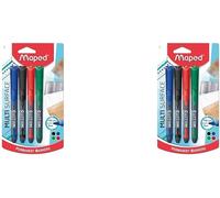Uuq-Custom - Marqueur Permanent Fin Noir/Bleu/Rouge/Vert X4 - Pointe Fine 2mm - Multi Surface (Lot De 2)