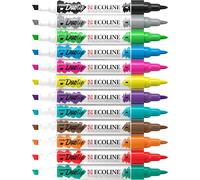 Uuq-Duotip Marqueur À Aquarelle Liquide Set De 12 - Couleurs Basiques Stylos À Double Pointe, Feutre Fin Et Pointe Biseautée Large