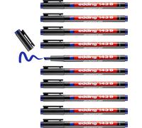 Uuq-Edding 143 B Feutre Permanent - Bleu - 10 Stylos - Pointe Biseautée 1-3mm - Stylo Pour Écrire Sur Du Verre, Du Plastique, Des Films Et Surfaces Lisses -À Séchage Rapide Résistant Aux Taches Et Ét