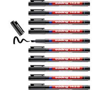Uuq-Edding 143 B Feutre Permanent - Noir - 10 Stylos - Pointe Biseautée 1-3mm - Stylo Pour Écrire Sur Du Verre, Du Plastique, Des Films Et Surfaces Lisses -À Séchage Rapide Résistant Aux Taches Et Ét