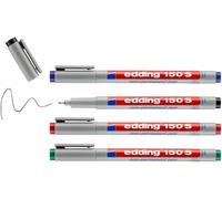 Uuq-Edding 150 S Stylo Non-Permanent-Noir, Rouge, Bleu, Vert -Plume Ronde,3 Mm-Stylo Pour Écrire Sur Le Verre,Le Plastique,Les Feuilles Et Les Surfaces Lisses - Séchage Rapide, Peut Être Corrigé À L