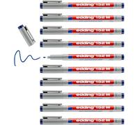 Uuq-Edding 152 M Stylo Non-Permanent - Bleu - 10 Stylos - Plume Ronde 1 Mm - Stylo Pour Écrire Sur Le Verre, Le Plastique, Les Films Et Les Surfaces Lisses - Séchage Rapide, Peut Être Corrigé À L'eau