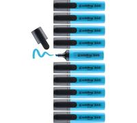 Uuq-Edding 345 Surligneurs - Blue Clair - 10 Stylos - Pointe Biseautée 2-5 Mm - Parfait Pour Des Marquages Et Des Surlignages Lumineux De Textes Et Notes