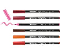 Uuq-Edding 4200 Feutre Pointe Pinceau Pour Porcelaine - Multi-Couleur - 6 Stylos - Pointe Pinceau 1-4 Mm - Peindre Et Décorer La Céramique, Porcelaine - Va Au Lave-Vaisselle, Encre Opaque, Séchage Ra