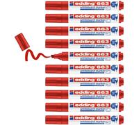 Uuq-Edding 663 Marqueur Pour Tableaux Blancs - Rouge - 10 Stylos - Pointe Biseautée 1-5mm - Feutre Effaçable - Pour Tableaux, Blanc, Magnétique, Mémo Et Chevalet De Conférence - Sketchnotes \U2013 Re