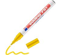 Uuq-Edding 751 Marqueur Peinture - Jaune - 1 Stylo - Pointe Ronde 1-2 Mm - Marqueur De Peinture Pour L'étiquetage Du Métal, Verre, Roche Ou Du Plastique - Résistant À La Chaleur, Permanent Et Étanche