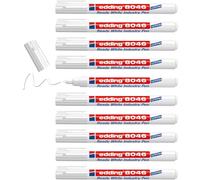 Uuq-Edding 8046 Feutre Blanc Industrie Prêt À L'emploi - Blanc - 10 Stylos - Pointe Ogive 1-3mm -Marqueur Permanent Opaque Pour Le Marquage Et L'étiquetage Du Métal, Du Verre, De La Pierre Ou Du Plas