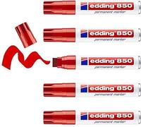 Uuq-Edding 850 Marqueur Permanent - Rouge - 5 Stylos - Pointe Biseautée 5-15 Mm - Pour Des Marquages Larges - Sèche Vite, Résiste À L'eau Et Aux Frottements - Pour Carton, Plastique, Bois, Métal, Ver