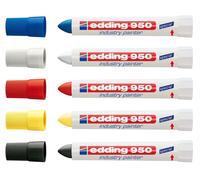 Uuq-Edding 950 Marqueur Spécial Industrie - 5 Stylos - Craie À Base De Pâte - Marqueur Pour Écrire Sur Métal, Roches, Bois - Surfaces Rugueuses Ou Humides - Permanent, Étanche
