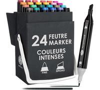 Uuq-Feutre À Alcool Twinmarkers Set De 24 - Feutre Dessin Professionnel - Couleurs Intenses - Feutre A Alcool Promarker Pour L'esquisse, Le Dessin, La Peinture, La Mise En Page