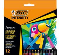 Uuq-Intensity - Feutre De Coloriage Pointe Conique Fine Pour Un Tracé Précis Ou Large Avec Corps Noir Mat - Couleurs Assorties, Pochette De 12