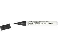 Uuq-Kreul 16481 - Glass & Porcelain Pen Easy Noir Avec Pointe Pinceau Élastique, Peinture Brillante Pour Verre Et Porcelaine, Semi-Opaque, Pour Handlettering Et Belles Écritures