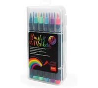 Uuq-- Lot De 12 Feutres Avec Pointe Pinceau - Brush Markers, Pointe Flexible En Fibre De Nylon, Marqueurs 12 Couleurs Pastel, Traits Fluides Et Largeurs Variables, Diamètre Marqueur 1 Cm