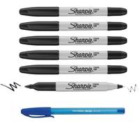 Uuq-Sharpie Lot De 6 Marqueurs Permanents Twin Tip - Noir - Pointes Fines Et Ultra Fines - Avec Stylo Paper Mate - Cadeau