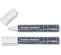 Uuq-Sigel Ba715 Lot De 2 Marqueurs Pour Tableaux En Verre Foncé Ou Miroir, Effaçables. Pointes Ogives Ø 2-3 Mm, Blanc