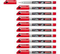 Uuq-Stabilo Write-4-All Lot De 10 Marqueurs Permanents À Pointe Ultra-Fine Rouge