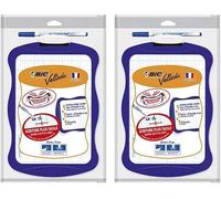 Uuq-Velleda Ardoise Effaçable À Sec Double Face Blanche Et Seyes (21x31 Cm) Avec Feutre Effaçable À Sec Et Effacette - Coloris Aléatoires, Lot De 2