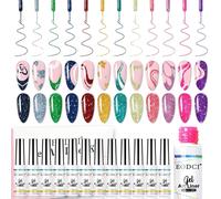 Uur-12pcs Vernis Semi Permanent, Paillettes Réfléchissantes Rouge Rose Jaune Vert Liner Gel Nail Art Pailleté Vernis À Ongles Soak Off Uv Pour La Peinture Au Trait Nail Art Design Vernis Liner