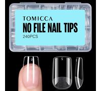 Uur-240 Pièces Capsule Americaine Ongle, 15 Tailles Faux Ongles, Carré Court Transparent Couverture Complète, Avec Valise De Rangement, Pose Americaine Capsule Pour Diy Nail Art