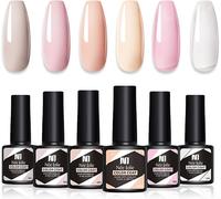 Uur-6 Couleurs Vernis Gel Semi,Vernis Semi Permanent Rose Nude Set-Box,Milky White Pink Gel Vernis À Ongles Soak-Off Uv/Led Série Cadeau Pour Studio De Manucure Diy Home,8.5ml