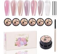 Uur-Adhere 7pcs 5g Ultra Fine Magnétique Aquatic Light Sense Color Light Cat Eye Gel Vernis À Ongles, Clair Rose Perles De Verre Brosse Magnétique Oeil De Chat