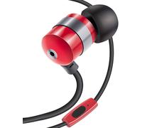 UUR-AudiOHM HF Écouteurs Intra-Auriculaires avec Micro, Basses Profondes et gels d'oreille Confortables (Rouge) avec Design Isolant du Bruit, boîtier en Alliage, Ajustement Ergonomique en Angle