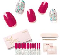 Uur-Autocollant Ongle Gel Uv - 20 Pcs Stickers Ongles - Faux Ongles En Gel Uv Semi Durci, Extra Long 14 Jours Brillante Et Durable French Nail Art, Cadeau Anniversaire Femme,Ruby Nebula