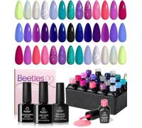 Uur-Beetles 20 Colors Gel Nail Polish Kit Midnight Euphoria Collection 23 Pcs Violet Bleu Hot Pink Glitter Set De Vernis À Ongles En Gel Avec Brillant Et Mat Top Base Coat Cadeau Pour Les Filles
