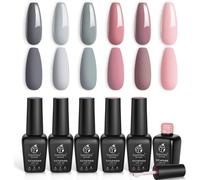 Uur-Beetles Demoiselle D'honneur Beauté Vernis Semi Permanent, 6 Couleurs Lot De Vernis À Ongles Gels Nue Gris Rose Classique Mariage Sèche Sous Lampe Uv/Led, Manucure Kit Pour Femmes