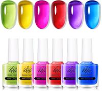 Uur-Born Pretty Vernis À Ongles En Gelée, Set De 6 Couleurs De Vernis À Ongles Néon, Kit De Vernis À Ongles Cristal Transparent Printemps-Été Bleu Vert Rose Chaud Vernis À Ongles Liquide Diy Manucure