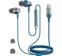 UUR-Écouteurs Intra-Auriculaires USB-C avec câble, Microphone et contrôle du Volume, compatibles avec Les Smartphones, Ordinateurs Portables et tablettes équipés d'un Port USB-C - Vert Turquoise