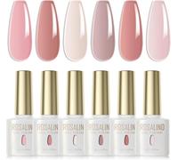 Uur-Lot Vernis Semi Permanent Jelly Rose Rose Clair Couleur D'avoine 6 Couleurs Vernis À Ongles Translucide Classique Uv Led Soak Off Gel Polish Nail French Manucure Kit 6ml